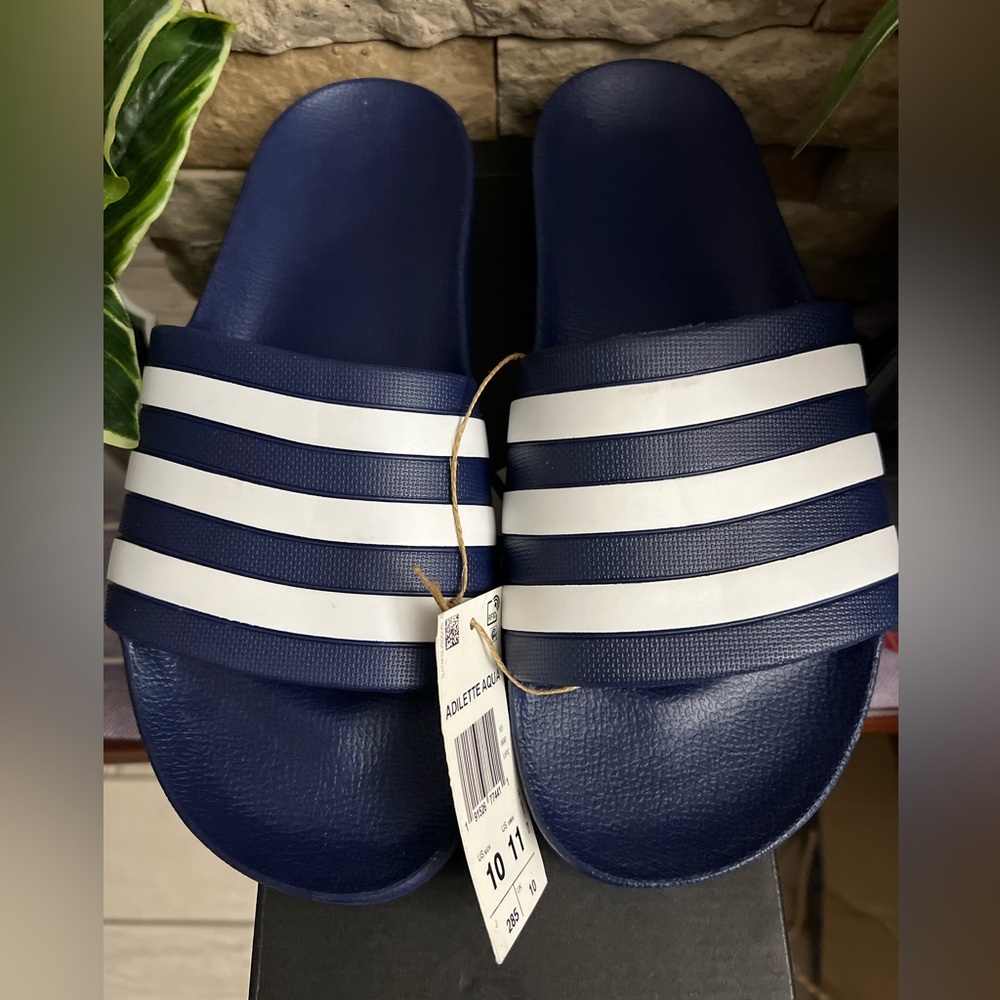 NWT Adidas Adilette Aqua navy blue slides